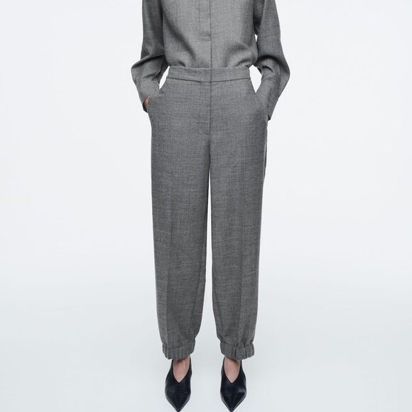 COS Elasticated Wool Flannel Trousers - Picture 1 of 9